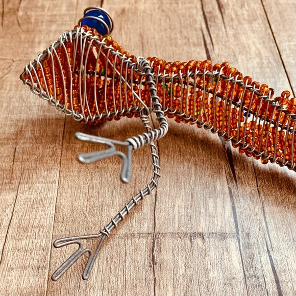 Beadworx—Grassroots Creations, Orange Gecko Lizard Glass Bead Wire Sculpture - Picture 7 of 8